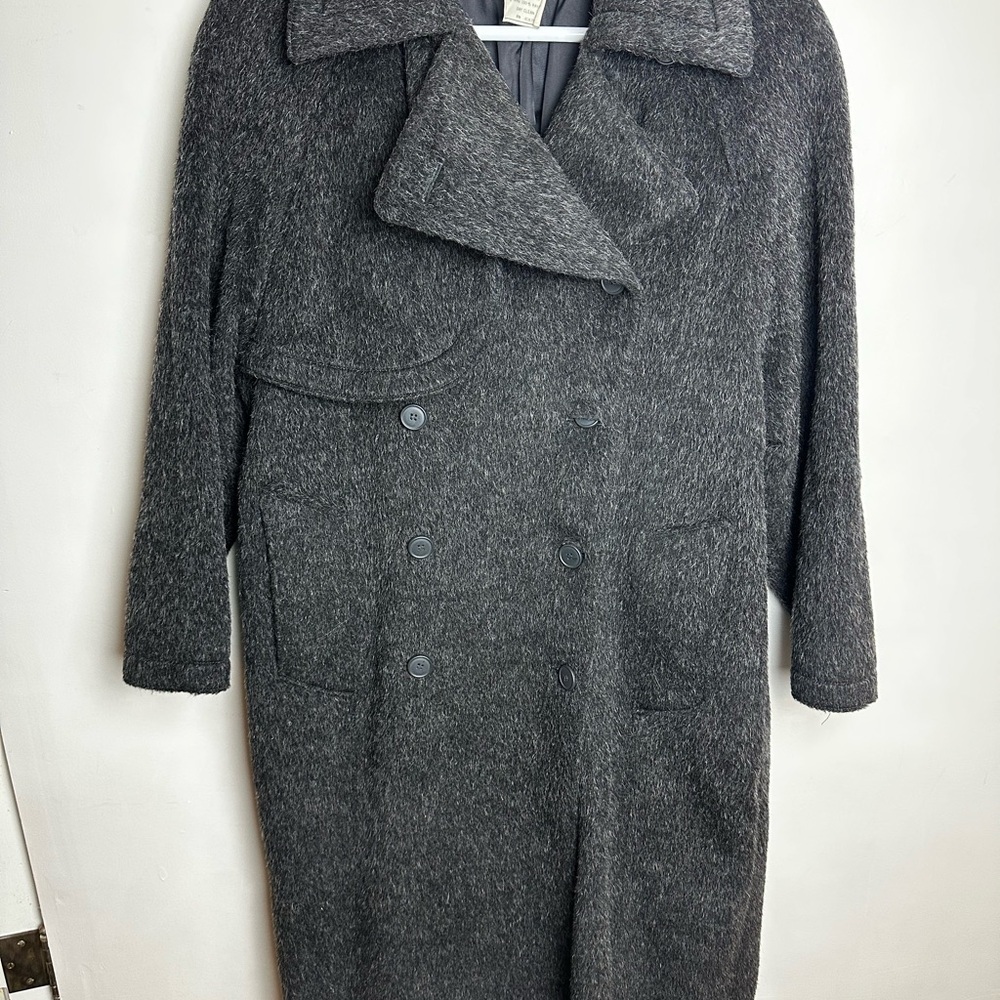 Vintage Harve Benard Alpaca Wool Long Coat Women's Size 16 Mohair Gray Winter